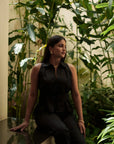 Black Sleeveless Shirt by THE MRCH MUSE