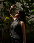 Black Sleeveless Shirt by THE MRCH MUSE