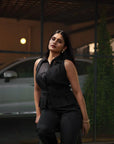 Black Sleeveless Shirt by THE MRCH MUSE