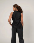 Black Sleeveless Shirt by THE MRCH MUSE