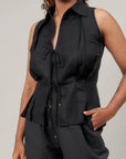 Black Sleeveless Shirt by THE MRCH MUSE