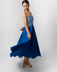 Cobalt Blue Embroidered Maxi Dress by THE MRCH MUSE