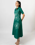 Emerald Bloom Embroidered Shirt Dress by THE MRCH MUSE