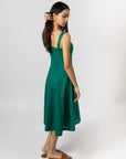 Emerald Bloom Embroidered Sleeveless Midi Dress by THE MRCH MUSE