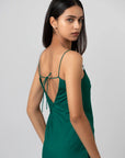 Emerald Bloom Long Slip Dress by THE MRCH MUSE