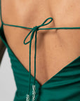 Emerald Bloom Long Slip Dress by THE MRCH MUSE