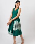Emerald Bloom Midi Dress by THE MRCH MUSE