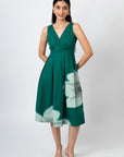 Emerald Bloom Midi Dress by THE MRCH MUSE
