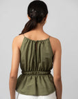 Gathered Halter Pink Peplum Top by THE MRCH MUSE