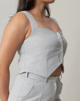 Grey Linen Vest by THE MRCH MUSE