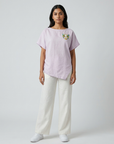 Lilac Hand-Beaded Cat Linen Top by THE MRCH MUSE