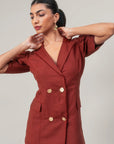 Maroon Blazer Dress by THE MRCH MUSE