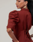 Maroon Blazer Dress by THE MRCH MUSE