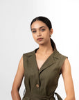 Olive Green Utility Dress by THE MRCH MUSE