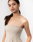 Striped Smocked Midi Dress by THE MRCH MUSE