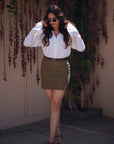White Flared Cuff Shirt by THE MRCH MUSE