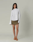 White Flared Cuff Shirt by THE MRCH MUSE