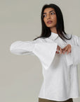 White Flared Cuff Shirt by THE MRCH MUSE