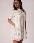 White and Black Striped Dress by THE MRCH MUSE