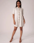 White and Black Striped Dress by THE MRCH MUSE