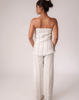 White and Black Striped Strapless Top by THE MRCH MUSE