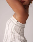 White and Black Striped Strapless Top by THE MRCH MUSE