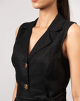 Black Linen Midi Dress by THE MRCH MUSE