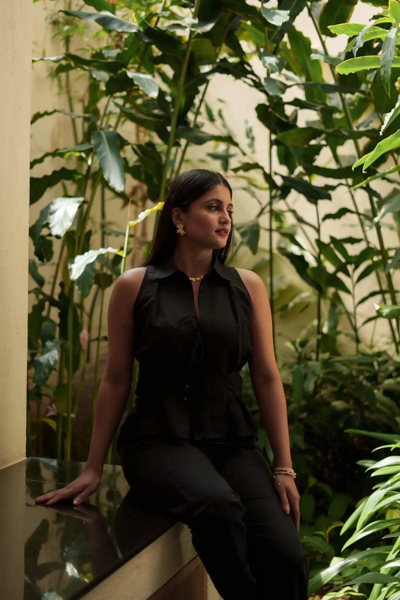 Black Sleeveless Shirt by THE MRCH MUSE