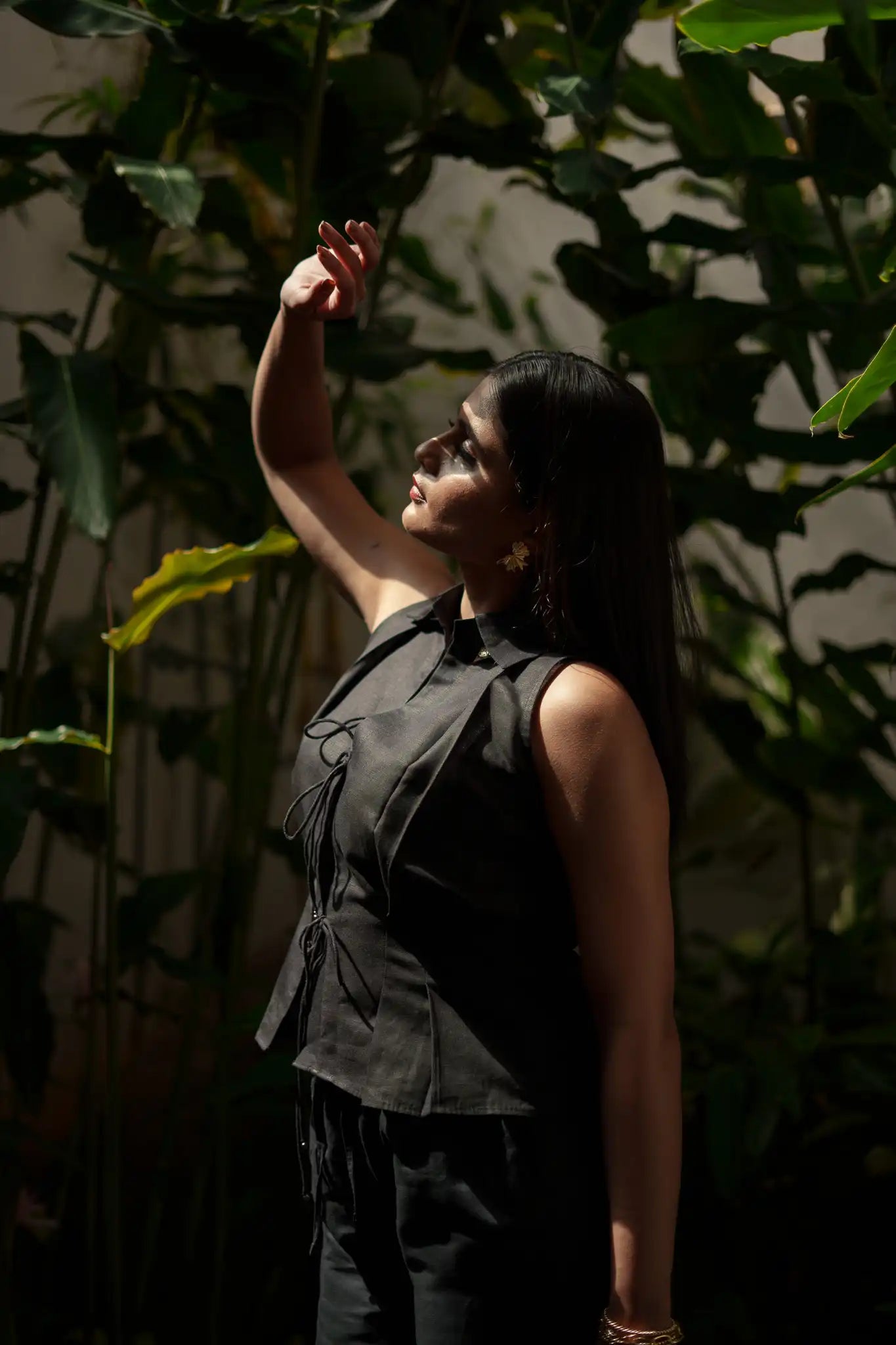 Black Sleeveless Shirt by THE MRCH MUSE