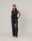 Black Sleeveless Shirt by THE MRCH MUSE