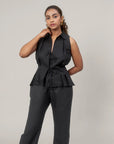Black Sleeveless Shirt by THE MRCH MUSE