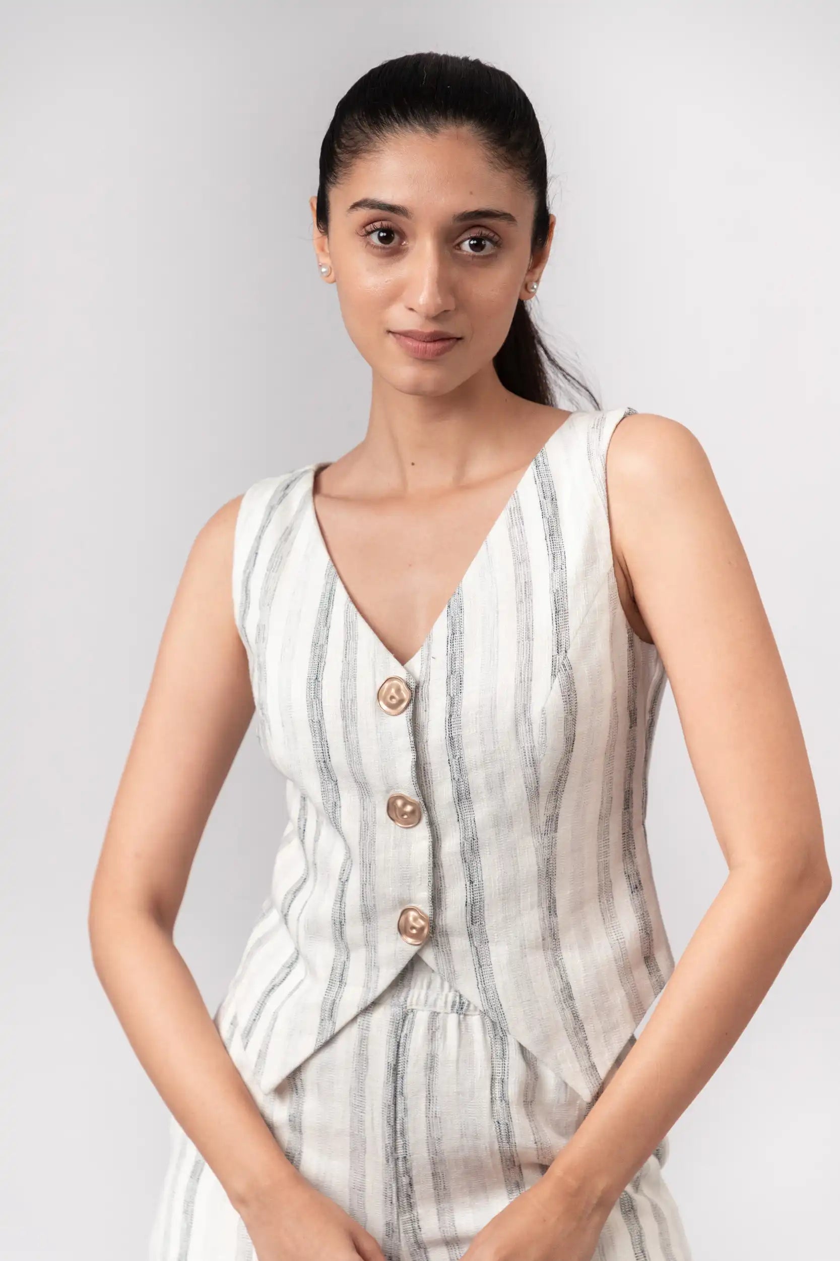 Black & White Striped Vest by THE MRCH MUSE