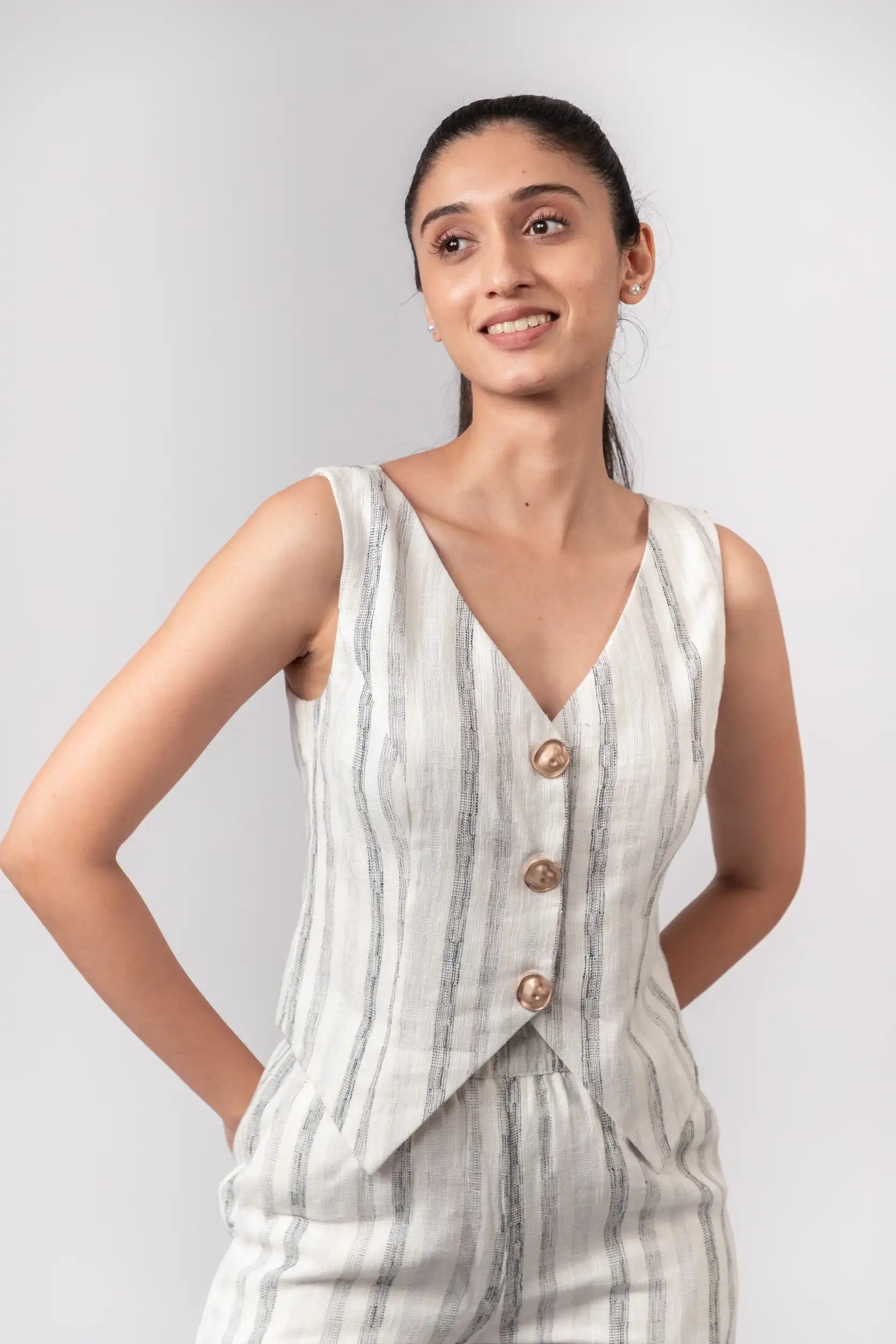 Black & White Striped Vest by THE MRCH MUSE