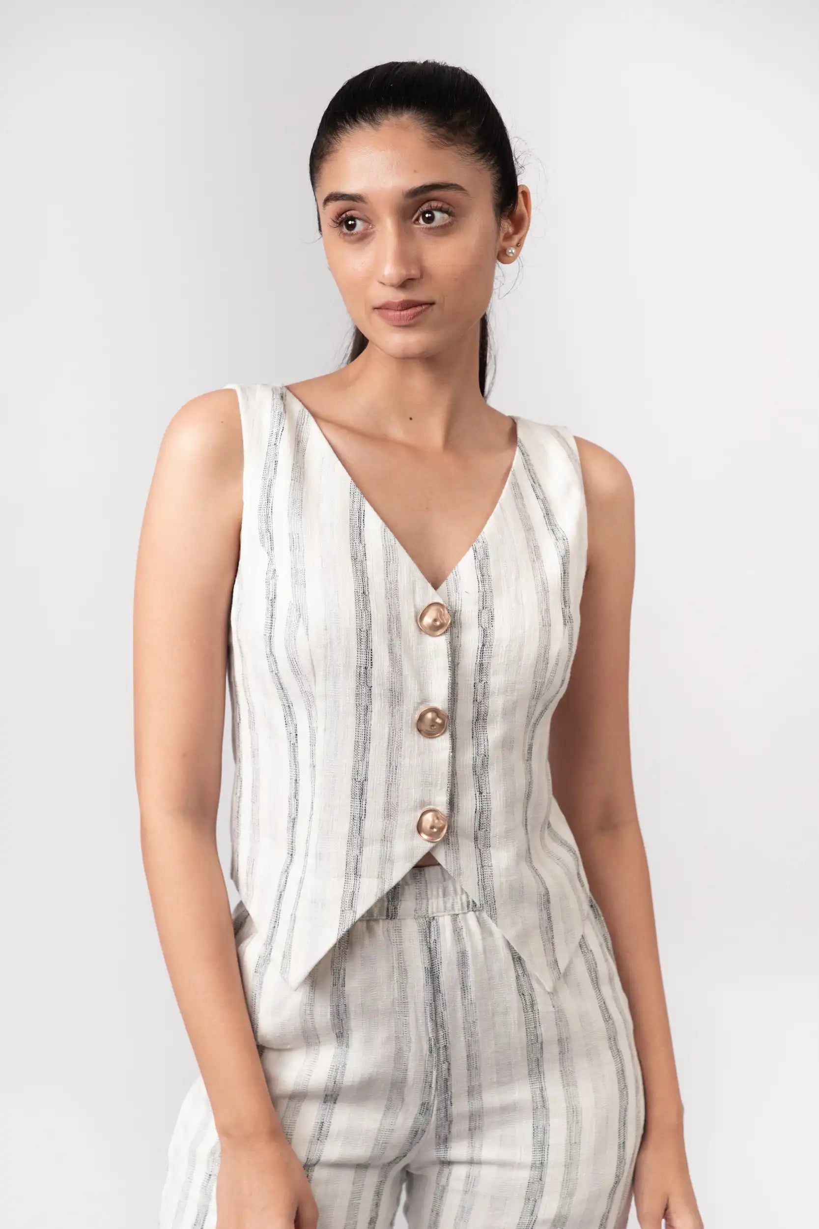 Black & White Striped Vest by THE MRCH MUSE