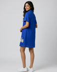 Cobalt Blue Beaded Scooter Cotton Shirt Dress by THE MRCH MUSE