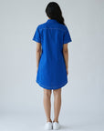 Cobalt Blue Beaded Scooter Cotton Shirt Dress by THE MRCH MUSE