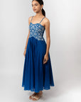 Cobalt Blue Embroidered Maxi Dress by THE MRCH MUSE