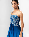 Cobalt Blue Embroidered Maxi Dress by THE MRCH MUSE