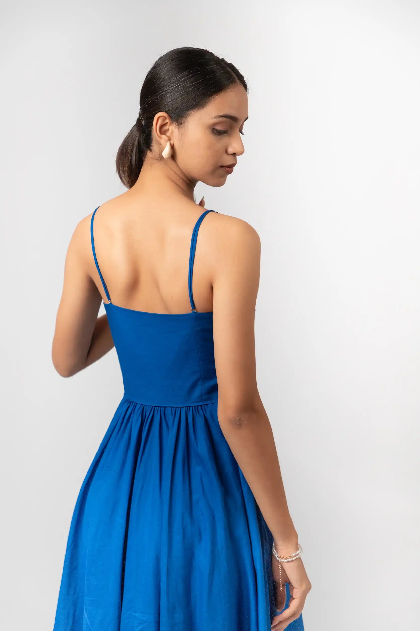 Cobalt Blue Embroidered Maxi Dress by THE MRCH MUSE