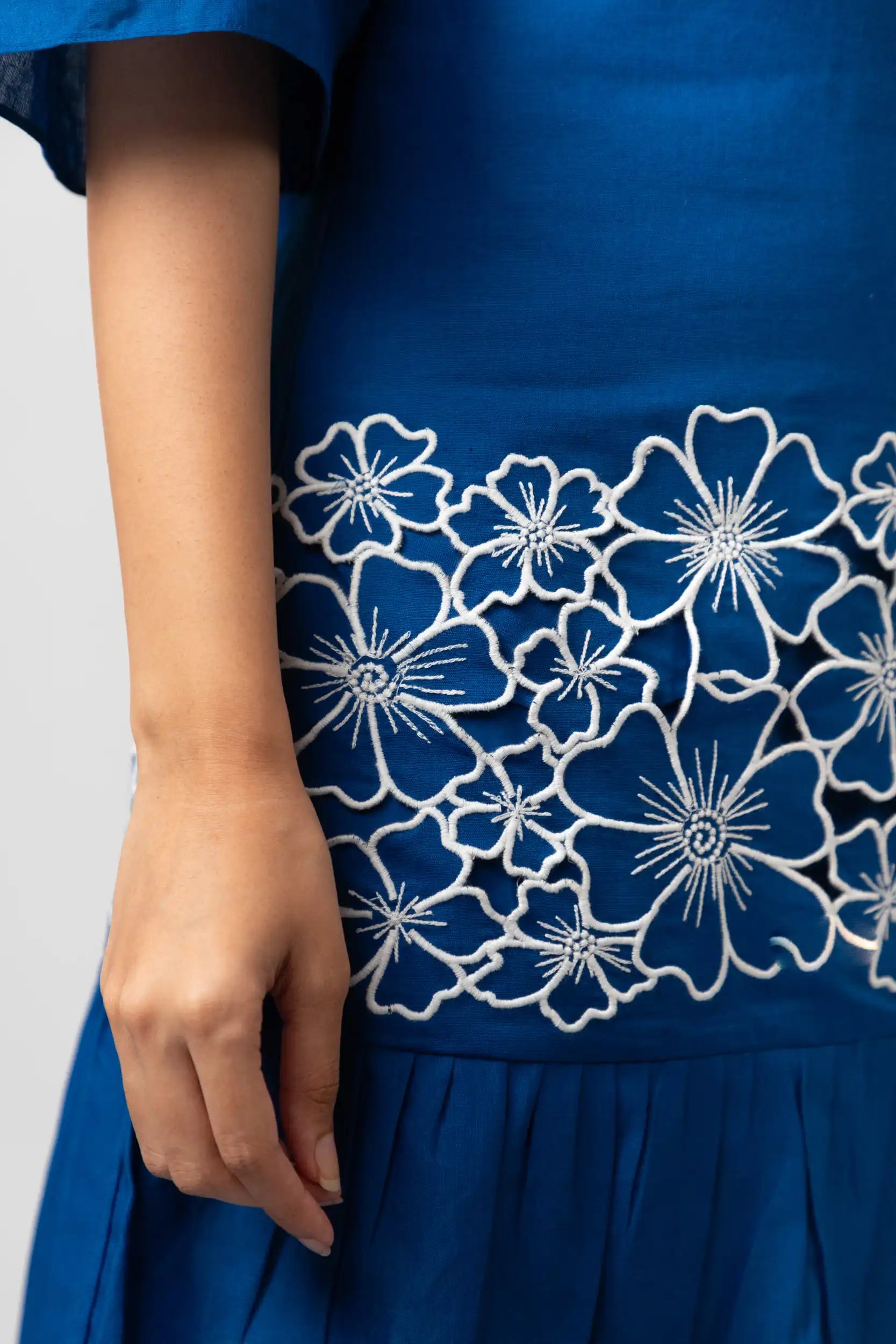 Cobalt Blue Embroidered Shirt Dress by THE MRCH MUSE