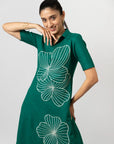 Emerald Bloom Embroidered Shirt Dress by THE MRCH MUSE