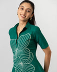 Emerald Bloom Embroidered Shirt Dress by THE MRCH MUSE