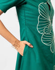 Emerald Bloom Embroidered Shirt Dress by THE MRCH MUSE