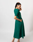 Emerald Bloom Embroidered Shirt Dress by THE MRCH MUSE