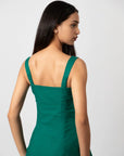 Emerald Bloom Embroidered Sleeveless Midi Dress by THE MRCH MUSE