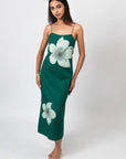 Emerald Bloom Long Slip Dress by THE MRCH MUSE
