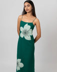 Emerald Bloom Long Slip Dress by THE MRCH MUSE