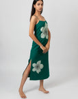 Emerald Bloom Long Slip Dress by THE MRCH MUSE