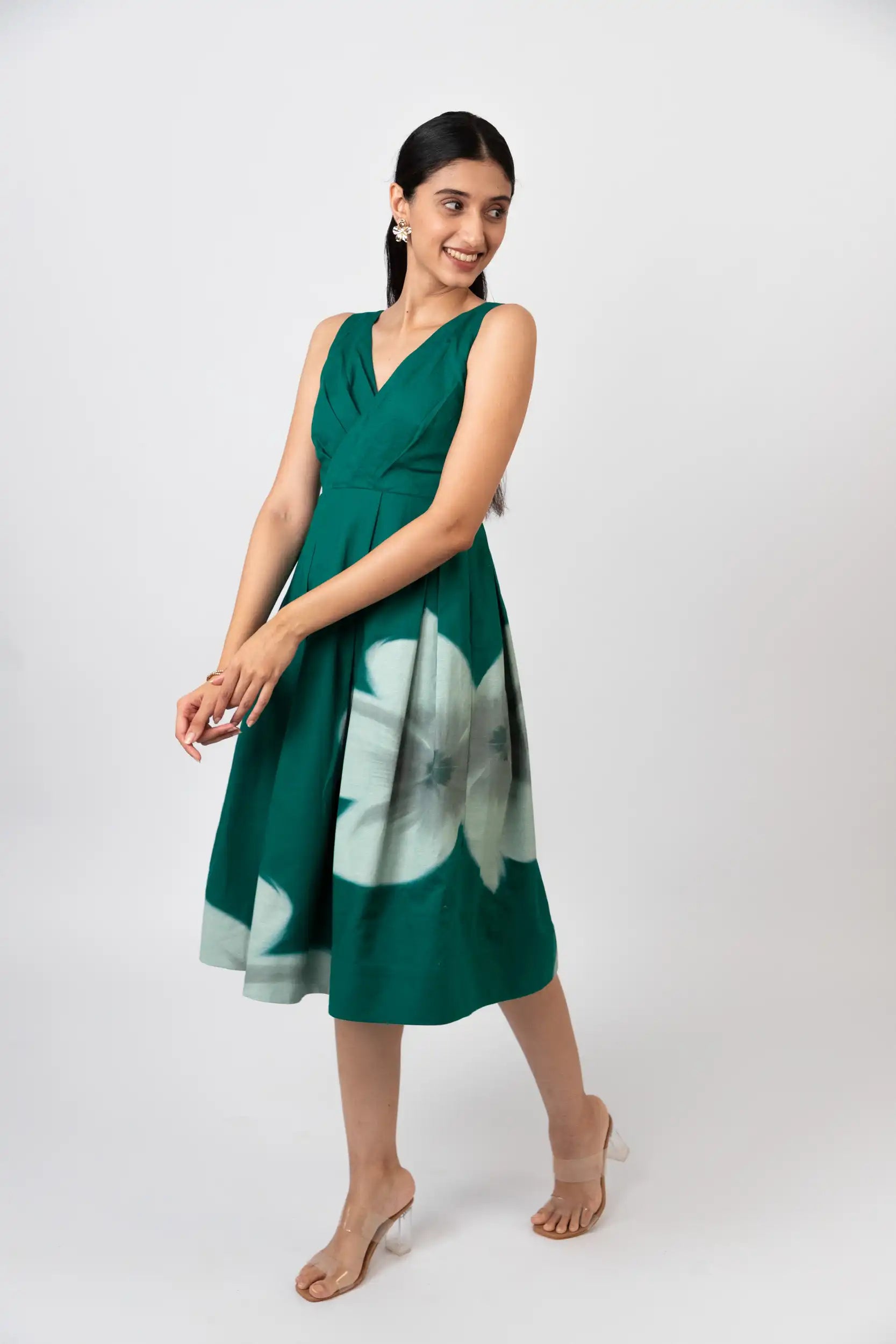 Emerald Bloom Midi Dress by THE MRCH MUSE