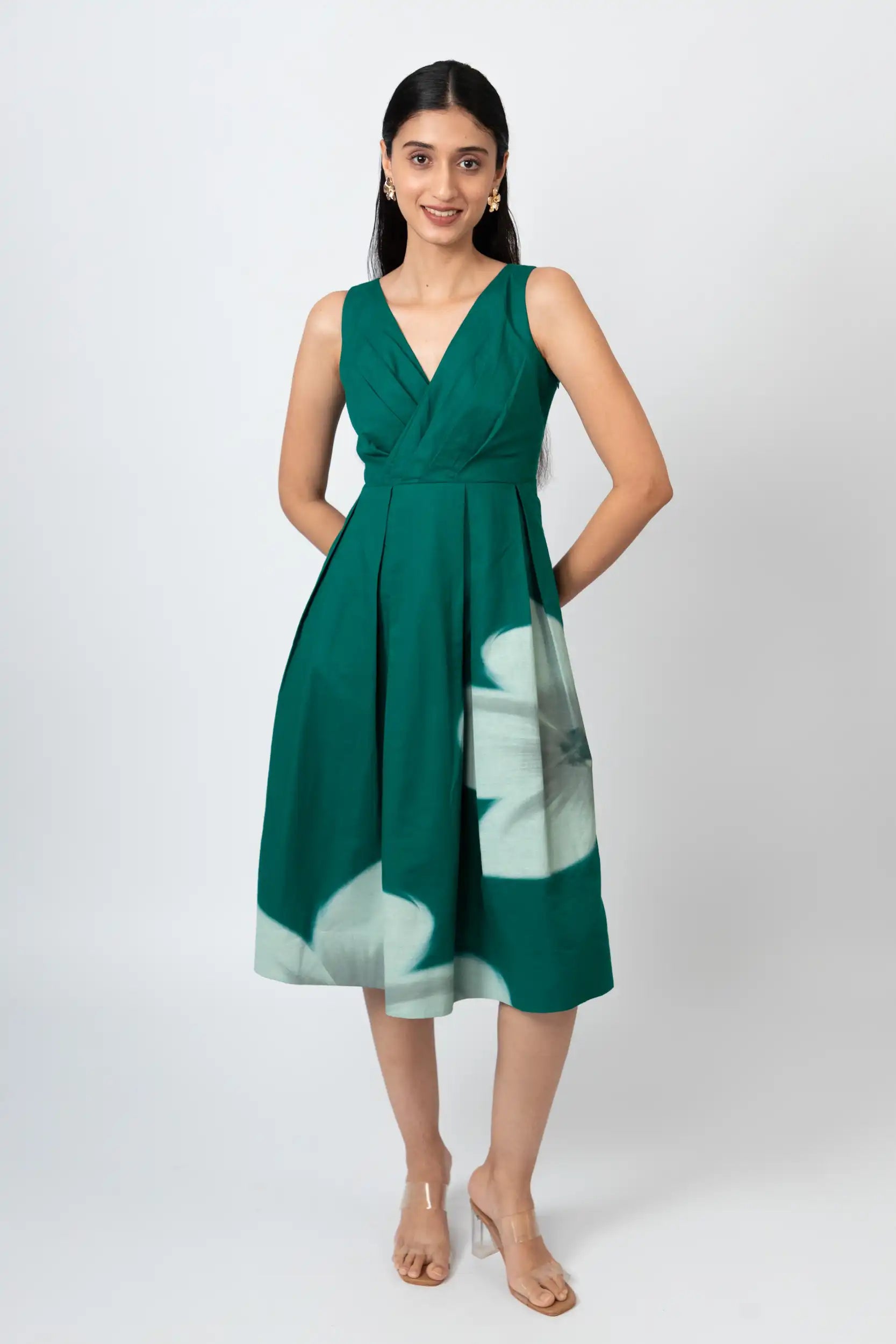 Emerald Bloom Midi Dress by THE MRCH MUSE